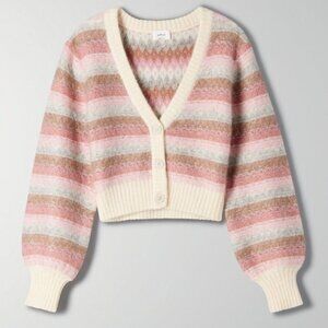 Wilfred Mohair / Wool Cardigan Cropped Sweater Top, Soft Pastel Stripes Size S
